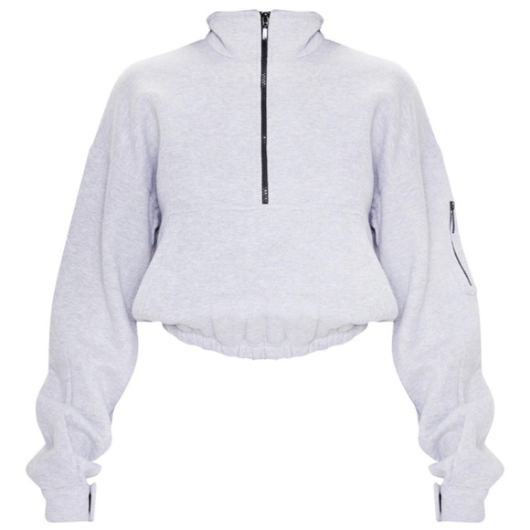 Grey Pretty Little Thing quarter zip sweatshirt - Picture 1 of 4